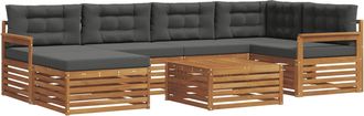 vidaXL Conjunto De Sof&aacute;s De Exterior 7 Uds. Natural Y Antracita Vidaxl