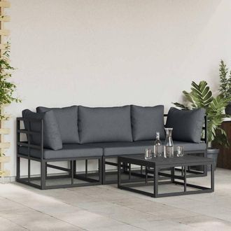 Berkfield Home Garden Sofa Set 4 pcs Black 70 x 70 x 32 cm Aluminium
