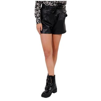 Nafnaf Elegante Leren Bermuda Shorts - Dames - Bermuda - Zwart - M - Leer - Korte Broeken