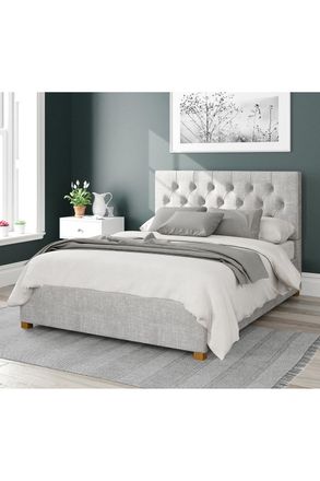 Aspire Home Accents Olivier Upholstered Ottoman Storage Bed, Pure Pastel Cotton Fabric in Grey | Size: Single