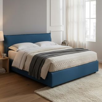 Dmora Talamo Italia - Cama Matrimonial Clodovea, Cama Contenedor Con Funda Extra&iacute;ble Con Cabecero Tapizado Y Estructura De Cama, 100% Made In Italy, Con Col