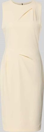 Calvin Klein Knielanges Etuikleid mit Rundhalsausschnitt in Ecru, Gr&ouml;&szlig;e XS
