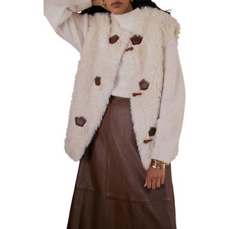Mint Velvet Faux Fur vest in Neutral at Nordstrom, Size Medium