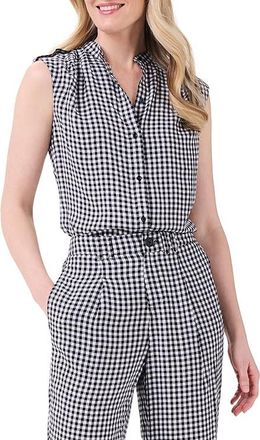 Nic+Zoe Petite Drapey Gingham Tank Top Womens Clothing Black : PM, Synthetic
