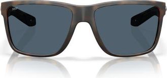 Costa Broadbill II 58mm Polarized Rectangular Sunglasses in Matte Tortoise/Gray 580P at Nordstrom