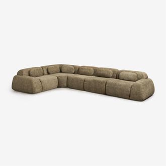 Sklum Sof&aacute; Modular Rinconera De 5 Piezas En Chenilla Envasado Al Vac&iacute;o Merida Sklum