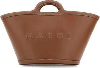 Marni Tropicalia Leren Tote - Dames - Shoppers - Bruin - ONE Size - Katoen - Tassen
