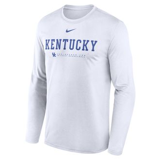 Nike Kentucky Courtside Basketball Shootaround Legend Nike Mens Dri-FIT College Long-Sleeve T-Shirt in White | 02TJ10ANKY-NK9