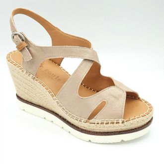Gentle Souls Womens Elise Platform Wedge Sandal In Metallic Mushroom