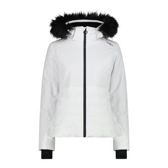 F.lli Campagnolo Womens ski jacket with detachable faux fur hood White - Size XXS/X-Small