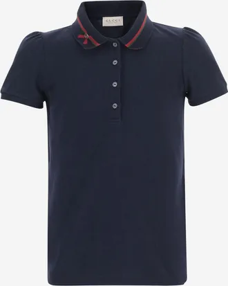 Gucci Web-Detailed Stretch Cotton Piqu&eacute; Polo Shirt - Navy