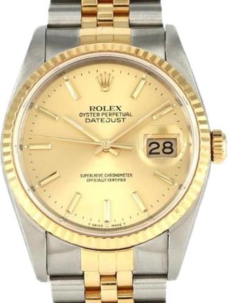 Rolex Pre-owned Datejust 16233 Roestvrij Staal x Geelgoud Automatisch - Heren - Vintage Horloges - Geel - ONE Size - Vintage