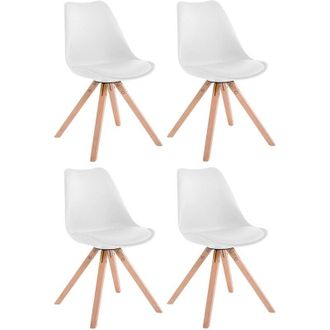 Clp Clp - Set De 4 Sillas Para Comedor Toulouse Square En Polipiel Blanco Natural