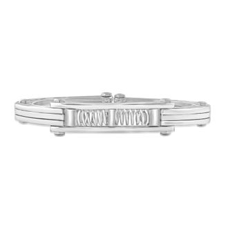 Pompeii3 Mens Steel And Black Carbon Fiber Two Tone Spring 7 6mm Cuffed Bracelet