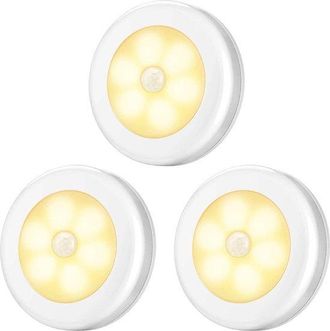 OEM Juego De 3 Luces Nocturnas Led Con Sensor De Movimiento Para Habitaci&oacute;n Infantil, Funciona Con Pilas, Sensor Inal&aacute;mbrico, Luz Plateada C&aacute;lida