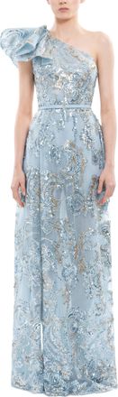 Saiid Kobeisy Ruffle Embroidered Long Dress