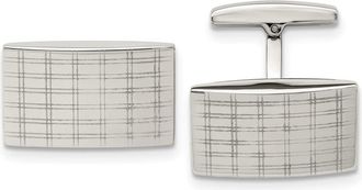 Diamond2Deal Stainless Steel Polished Laser Design Rectangle Cufflinks