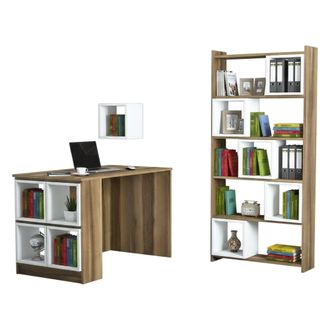 Dmora Escritorio Cast, Escritorio Multiusos, Mesa De Oficina Para Pc, El Plan De Trabajo, 120x65h75 Cm, Nogal Y Blanco, Con Embalaje Reforzado - Dmora
