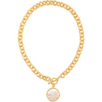 Karine Sultan Cabochon Pendant Necklace in White/gold at Nordstrom