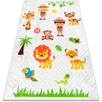 RugsX Rugsx - junior 52104.801 washing carpet Safaris, animals for children anti-slip - grey multicolour 160x220 cm