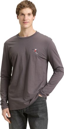 Tom Tailor Denim Langarmshirt TOM TAILOR DENIM, Herren, Gr. XXL, classic mid grau, Jersey, Obermaterial: 100% Baumwolle, bestickt, l&auml;ssig geschnitten h&uuml;ftbedeckend, Ru