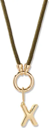 Brook & York Kai Initial Charm Necklace in Gold/Olive X at Nordstrom