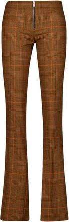 Stella McCartney Slim Fit Wollen Broek Prince of Wales Ruit - Dames - Wijde Broeken - Bruin - 2XS - Wol - Broeken