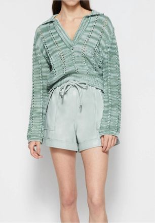 SIMKHAI Doah Vegan Leather Shorts In Lichen