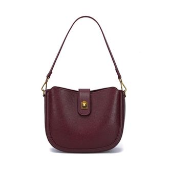 Generic Womens Leather Shoulder Bag Ladies Soft Handbag Female Crossbody Bags(Dark Red)