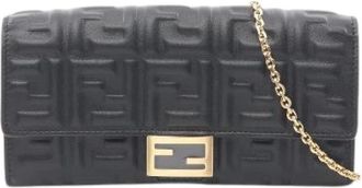 Fendi Pre-owned Cross Body Bags, female, Black, Size: ONE SIZE Pre-owned Baguette Leather Shoulder Bag