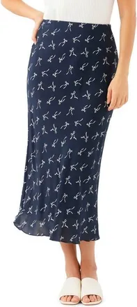 Karen Kane Bow Print Bias Cut Midi Skirt at Nordstrom, Size X-Small