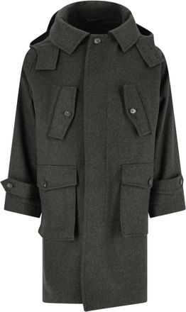 Caruso Foscari Green Hooded Wool Coat