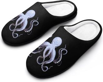Generic Funny Octopus Funny Mens Cotton Slippers Soft Non-Slip Rubber Sole House Slipper Indoor Outdoor