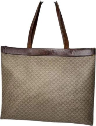 Celine Pre-owned Vintage Leren Tote Tas - Dames - Vintage Shopper - Beige - ONE Size - Leer - Vintage