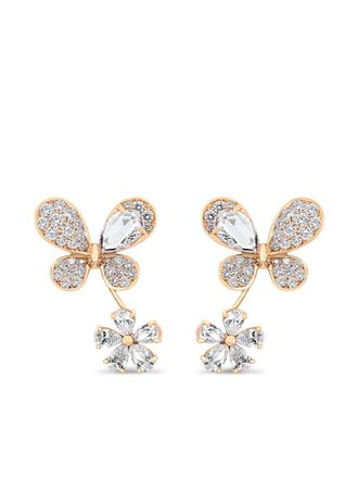 David Morris 18kt geelgouden oorbellen - Roze