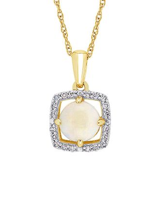 Rina Limor 10K 0.70 Ct. Tw. Diamond & Opal Halo Necklace