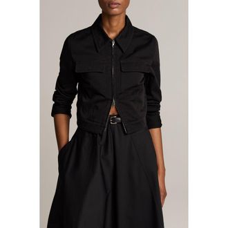 Vince Shrunken Stretch Cotton Jacket in Black at Nordstrom, Size X-Large