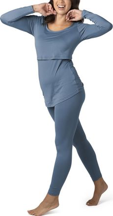 Kindred Bravely Jane Nursing Pajama Set in Slate Blue at Nordstrom, Size X-Large