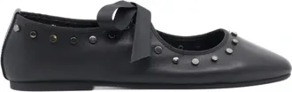 Intentionally blank Womens Peak Leather Ballet Flats In Black