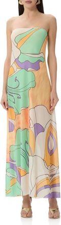 AFRM Alfie Floral Print Strapless Dress in Scarf Floral at Nordstrom, Size X-Large