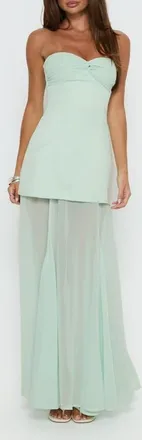 Princess Polly Strapless Chiffon Gown in Green at Nordstrom, Size 10