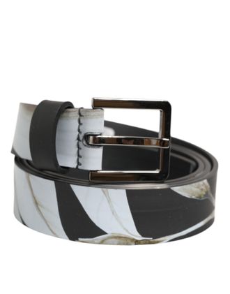 Dolce & Gabbana Multicolor PVC Floral Silver Buckle Men Mens Belt