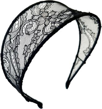 Jennifer Behr Thalia Lace Headband in Black at Nordstrom