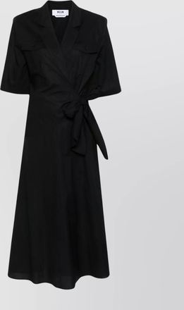 Msgm midi wrap dress with front tie and pockets