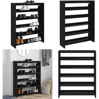 vidaXL Scarpiera Nera 80x25x100 cm in Legno Multistrato - Scarpiera nera - Scarpiera per ingresso