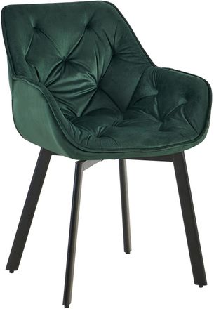 Clp Silla de comedor con reposabrazos en Terciopelo Verde