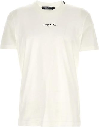 Dolce & Gabbana Logo Patch T-shirt - Heren - T-shirts - Wit - 2XL - Katoen - Tops