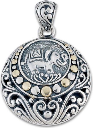 Samuel B. Sterling Silver & 18K Yellow Gold Round Elephant Design Pendant in Silver And Gold at Nordstrom Rack