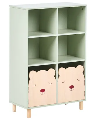 Beliani Scaffale A 3 Ripiani Con Struttura In Mdf E Gambe In Legno Di Pino Per Camera Bambini, Colore Verde Chiaro Nobby