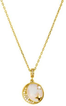 Savvy Cie Jewels Mother-of-Pearl & Cubic Zirconia Pendant Necklace in Yellow at Nordstrom Rack